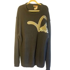 Vintage Rocawear Sweater Mens 3XL Black Grey Knit Pullover Hip Hop Streetwear
